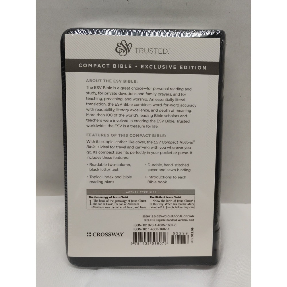 Crossway ESV Compact Bible Exclusive Ed. Black With Crown Of Thorns  NEW SEALED
